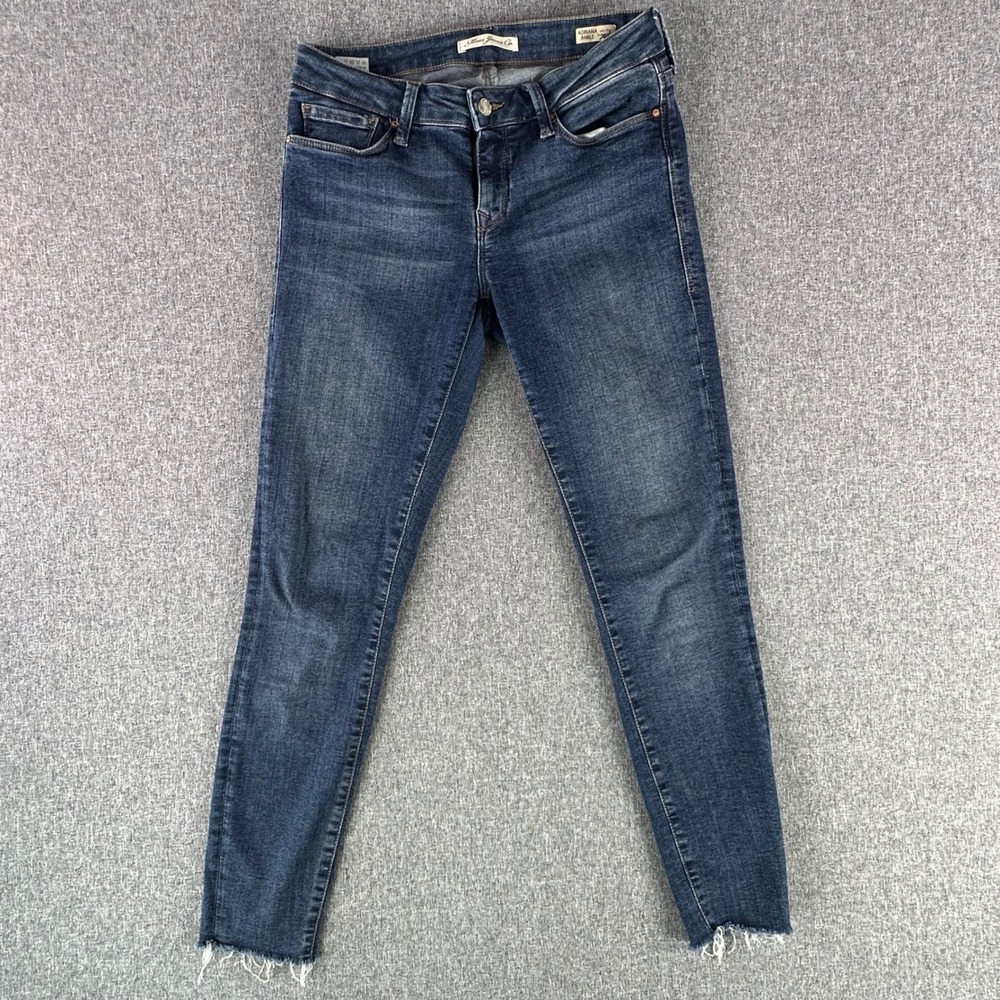 Mavi Jeans Women 25 Adriana Super Skinny Blue Raw Hem Mid Rise Stretch Ankle